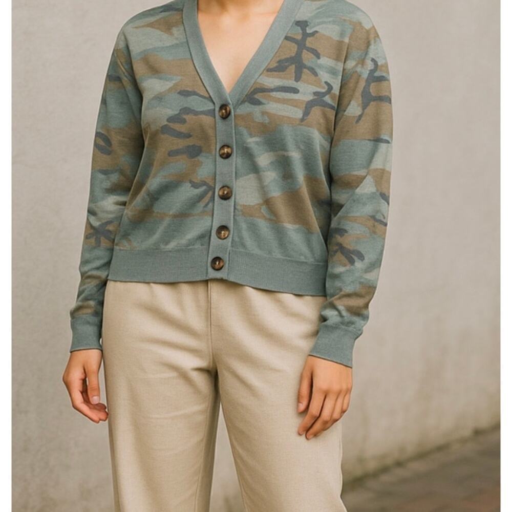 Sanctuary Camo Cardigan Womens Size Xsmall Green Brown